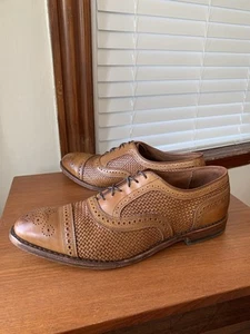 WORN 5x - 1st QUAL | ALLEN EDMONDS 11.5D STRAND WEAVE WALNUT WOVEN SHOES 11.5 D - Picture 1 of 22
