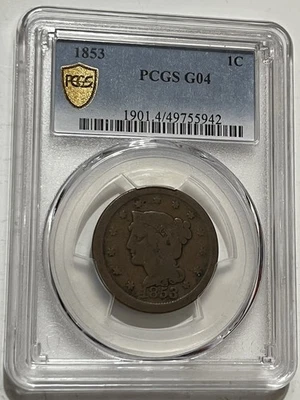 1853 Large Cent PCGS G04  - Image 1 of 2