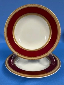 2 Mikasa Grande Ivory French Embassy Red w/ Gold Trim Rim Soup Bowls L2829 - Picture 1 of 4