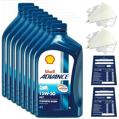 8 Liter original Shell Advance 4T AX 7 15W50 Motoröl Motorrad 600074503 Set - Bild 1 von 4
