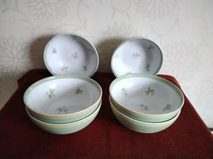 6 M&S MARKS AND SPENCER YELLOW ROSE 6" 15 Cms CEREAL Soup BOWLS Dessert Porridge - Picture 1 of 10
