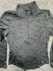 Spyder Shirt Womens Medium Black Camo Cropped 1/2 Zip Athleisure - Picture 1 of 10
