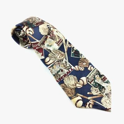 Evan Picone / The History of Baseball / Retro Vintage Scenes Silk Neck Tie   Foto 1 de 4