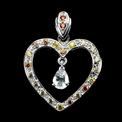 Colgante de plata de ley 925 pera aguamarina zafiro corazón piedras preciosas joyería Foto 1 de 4