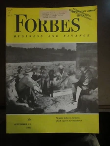 Forbes Business Magazine September 1953 Virginia Tobacco Farmers 67 - Picture 1 of 1