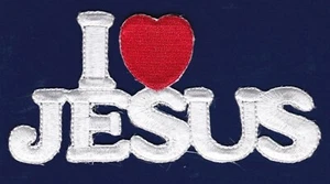 50 Pcs I LOVE JESUS (W) Embroidered Patches 4.5x2" iron-on - Picture 1 of 1