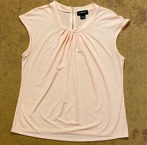 Liz Claiborne Career blouse light pink exposed back zipper neckline Sz L - Picture 1 of 9