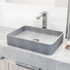 Vigo VGT2085 Dunn 14" Concrete Vessel Bathroom Sink - Nickel