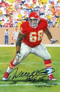 Tarjeta artística firmada por Will Shields Goal Line GLAC autografiada con certificado de autenticidad de la JSA de los Chiefs - Imagen 1 de 3