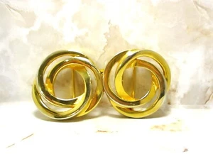 Vtg Paquette Gold Interlocking Circles Belt Buckle Set - Picture 1 of 4