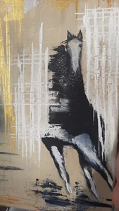 Pferd, Acrylbild, Selbstgemalt handsigniert leinwand bild ca 30x40 - Bild 1 von 4