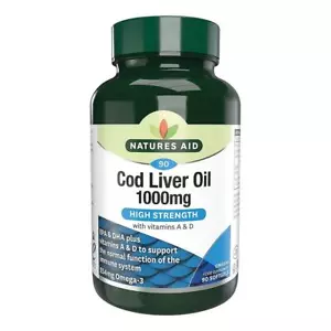 Natures Aid Cod Liver Oil 1000mg 90 Softgels - Picture 1 of 8
