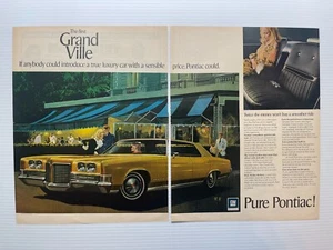 1971 Pontiac Grand Ville Car Print Advertisement (2 Page AD) *Gold Colored Car* - Picture 1 of 6