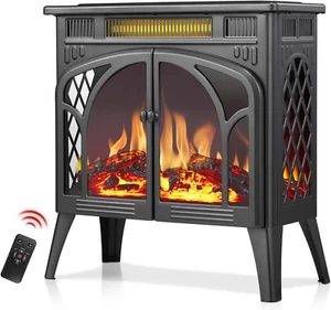 Electric Fireplace Stove Heater with Remote Control, 25" Fireplace Heater, Adjus - Picture 1 of 7