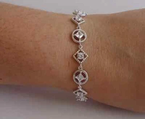 10 ct Round Simulated Diamond Multi Shape Tennis Bracelet 14k White Gold Plated - Picture 1 of 12