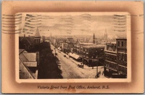 AMHERST, Nova Scotia CANADA Postcard "Victoria Street from Post Office" c1910s - Picture 1 of 2