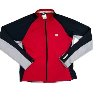 Pearl Izumi Cycling Jacket XL Full Zip Red Black Grey Soft Shell Reflective - Picture 1 of 8