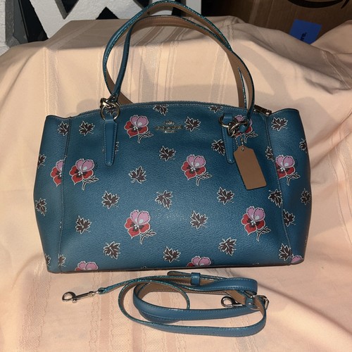 BORSA COACH CHRISTIE CARRYALL IN TELA RIVESTITA STAMPA FIORI SELVATICI