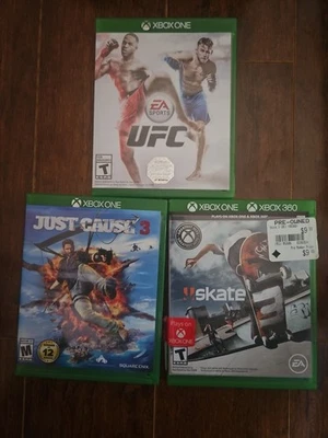 Xbox One Game Lot Just Cause 3, Skate, UFC. Tested Working  - Image 1 of 4