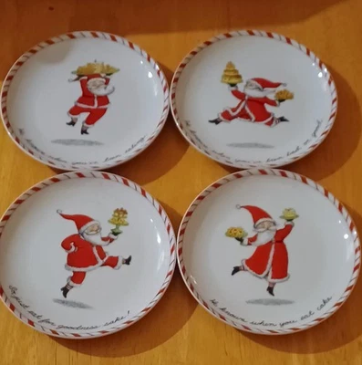 SET OF 4 By INGRID CHRISTMAS PLATES WITH SANTA 2003 6.5" - Image 1 of 2