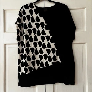 Chico's Talla 3 Travelers Blanco y Negro Abstracto Top Manga Gorra Chicos Talla XL - Imagen 1 de 8