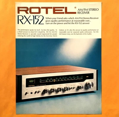 Original Vintage ROTEL RX-152 AM/FM Stereo Receiver Brochure - Image 1 of 2