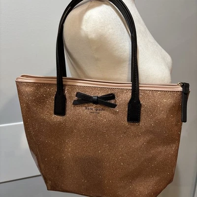 Kate Spade New York Pink Polyvinyl Glitter Handbag Bow Shoulder Bag Purse - Image 1 of 4