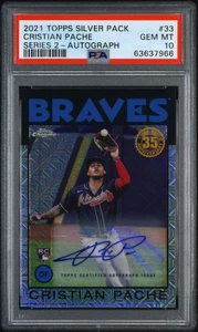 Cristian Pache - 2021 Topps Silver Pack 1986 Chrome Series 2 Auto PSA 10 Rookie - Picture 1 of 2