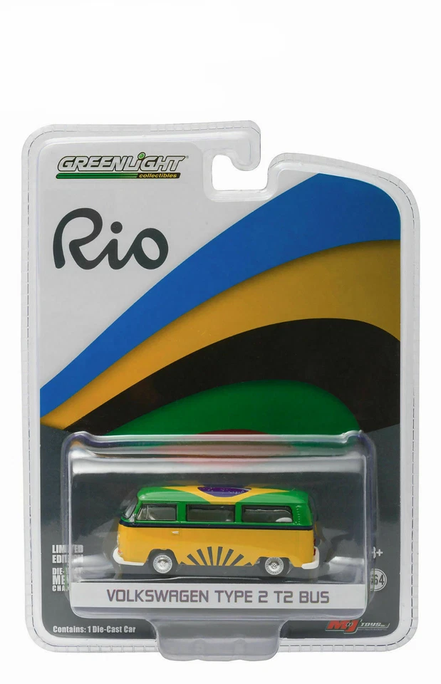 NEW GREENLIGHT 1:64 RIO WORLD GAMES 1968 VOLKSWAGEN TYPE 2 BUS BRAZIL 51037-B - Image 1 of 1