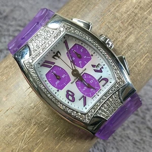 TechnoMarine Women TS-3637 Chronograph Purple Rubber Quartz 32mm Watch 7 1/4" - Picture 1 of 12