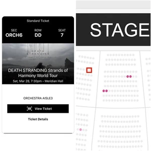DEATH STRANDING Concert World Tour Ticket *ROW DD SEAT 7* 28/03/2026 Toronto - Picture 1 of 4