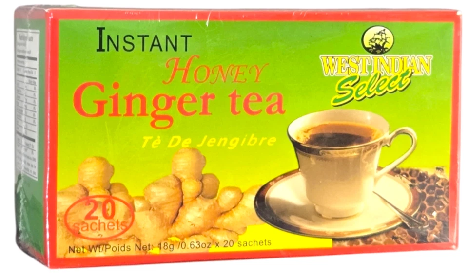 2 Boxes Instant Honey Ginger Tea From West Indian Select 20 Sachets Fast