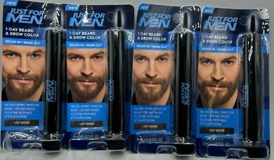 4PK Just For Men 1-Day Beard &Color Brush-in/Wash-Out ~ Light Brown~0.3 FL OZ EA - Image 1 of 2