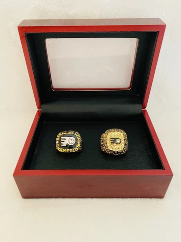 2 Pcs Philadelphia Flyers Stanley Cup Championship Ring Set W Box, 🇺🇸 SHIP Cover