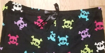 Bobbie Brooks Skull Lounge Pants Blue Purple Green Red Skulls Elastic Waist New  - Image 1 of 3