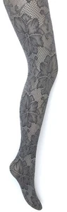 Woman's Pattern Tights- Grey Thick Lace Tights- - Picture 1 of 4