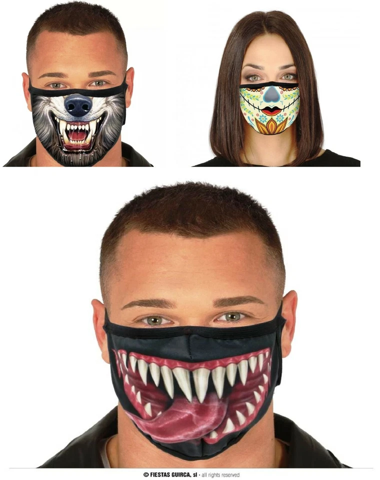 CARNEVALE HALLOWEEN MASCHERA BOCCA HORROR VENOM LUPO MANNARO SANTA MUERTE - Immagine 1 di 1