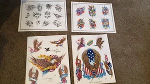LOT WM Inkee Spaulding Tattoo Flash Wall Art Sheet Rebel Bald Eagle CSA - Picture 1 of 6