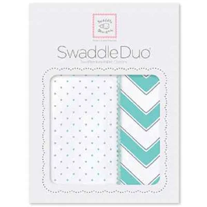 New SwaddleDesigns Swaddling 2 Blankets Swaddle Duo CHEVRON Turquoise Green gift - Picture 1 of 2