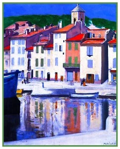 Casas por puerto Cassis Francia por Francis Cadell patrón de punto de cruz contado - Imagen 1 de 3