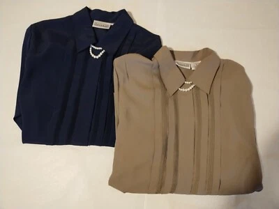 Lot Of 2 Christie & Jill Blouses Women's Size 12 Button Up Long Sleeve  Foto 1 de 4