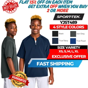 Sport-Tek YJST489 Youth Short Sleeve Repeat 1/2-Zip 100% Poly Elegant Jacket - Picture 1 of 5