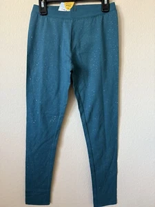 Cat & Jack Teal Blue Glitter Sparkle Mid Rise Full Length Leggings Size L 10/12 - Picture 1 of 4