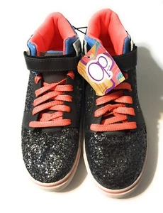 OP Girls Athletic Shoe Black Silver Glitter Mid Top Orange Size 9 - Picture 1 of 4