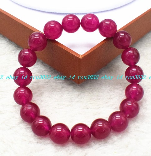 VALENTINO Bracciale Perline Rotonde Pretty Natural 6 8 10 12 mm Pietra Preziosa Giada Rossa Rosa 7 5 pollici