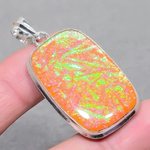 Orange Australian Triplet Opal Gemstone Handmade Jewelry Pendant 2.2" SR 2142 - Picture 1 of 7