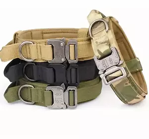Tactical Heavy Duty Nylon Large Dog Training Collar Militay With Metal Buckle - Picture 1 of 7