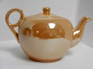 Tetera Lusterware naranja vintage 8 pulgadas de ancho Japón - Imagen 1 de 12