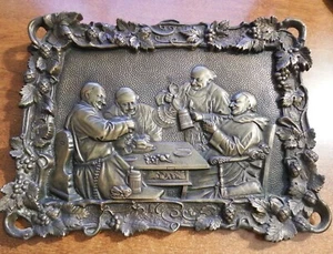 "De colección Placa de Latón Holandés Monjes Bebiendo - 12 1/2"" x 9 1/2"" ¡EXCELENTE! - Imagen 1 de 4