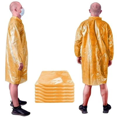 Disposable Lab Coats 50ct Polyethylene Orange Protective Robes XL - Image 1 of 4
